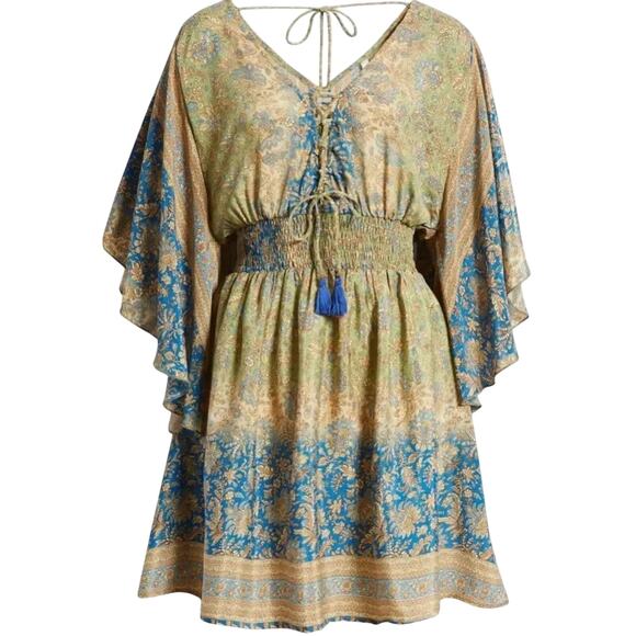 Raga Jai Paisley Print Bell Sleeve Dress Size XS New with Tag MSRP $170 - Picture 7 of 12